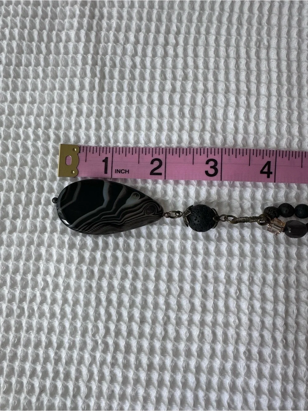 Handcrafted Black and Champagne Beaded Pendant Necklace